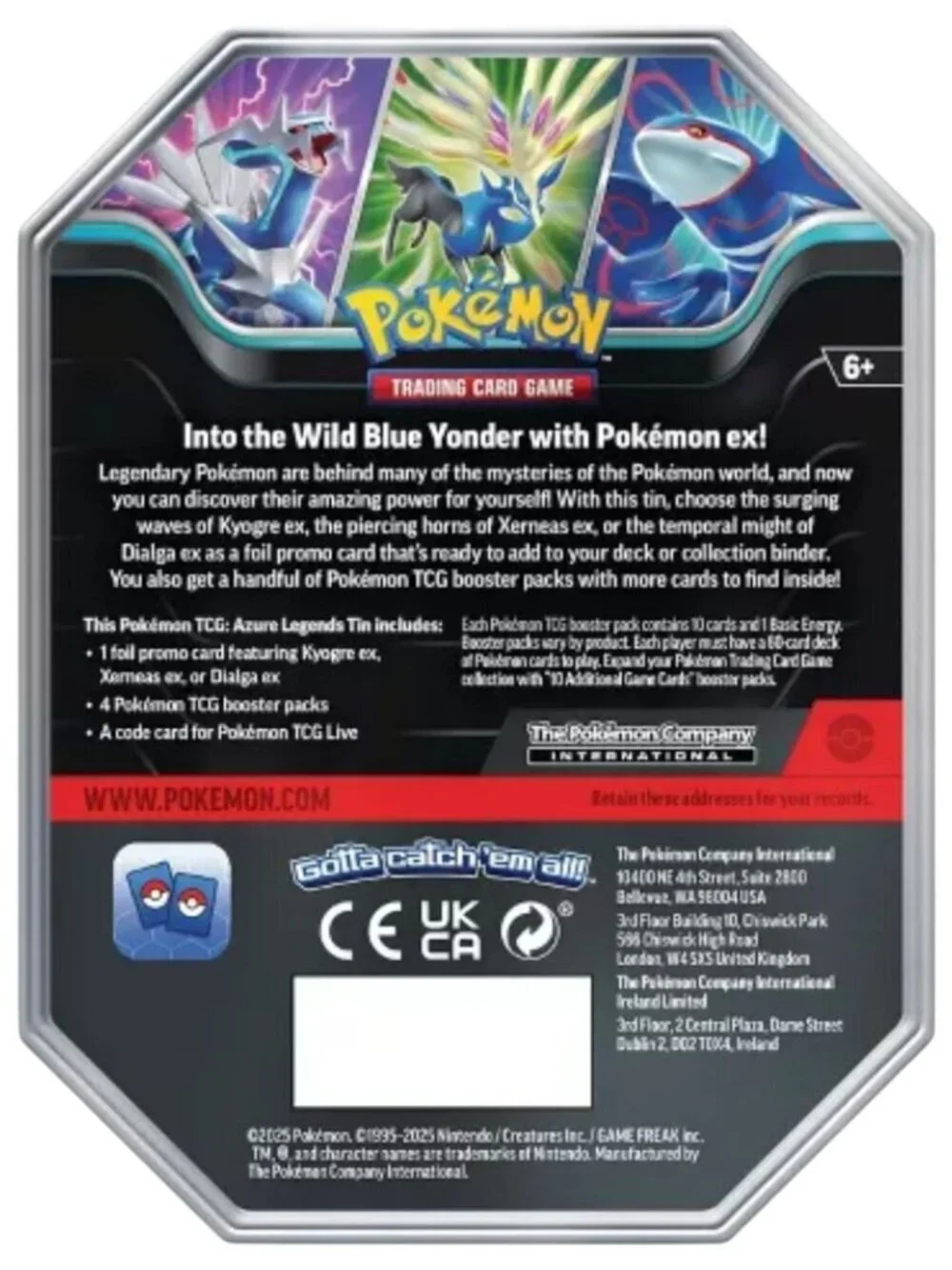 Pokemon TCG Xerneas EX Tin With 4 Booster Packs & Code & 1 Foil Promo card